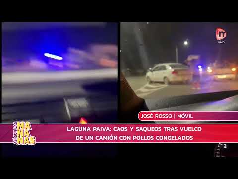 Laguna Paiva: Caos y saqueo tras el vuelco de un camión con pollos congelados