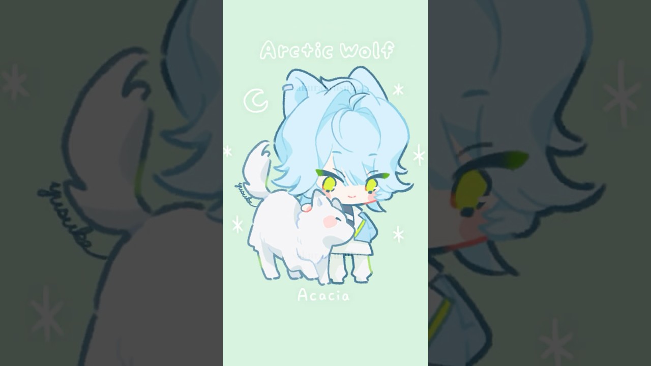 【With a Friend】Arctic Wolf🌙 Timelapse イラストメイキング　#shorts