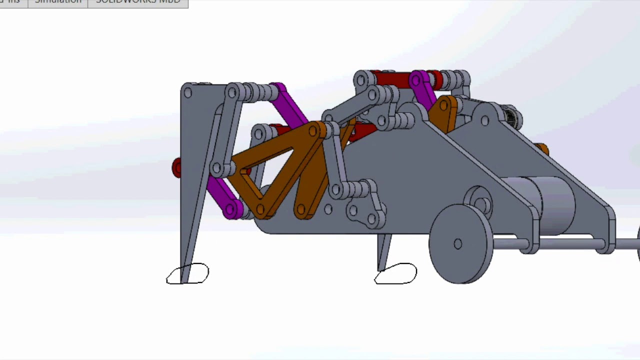 8 bar linkage Walker Solid-works Design