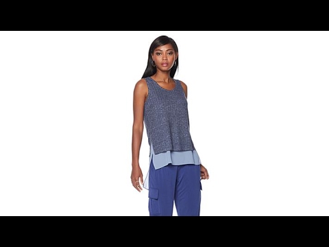 Serena Williams Sleeveless DoubleLayer Ribbed Knit Tank
