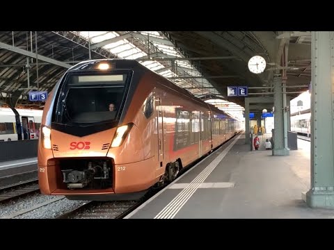 Ausfahrt des (SOB Traverso) Richtung St. Fiden beim Bahnhof St. Gallen