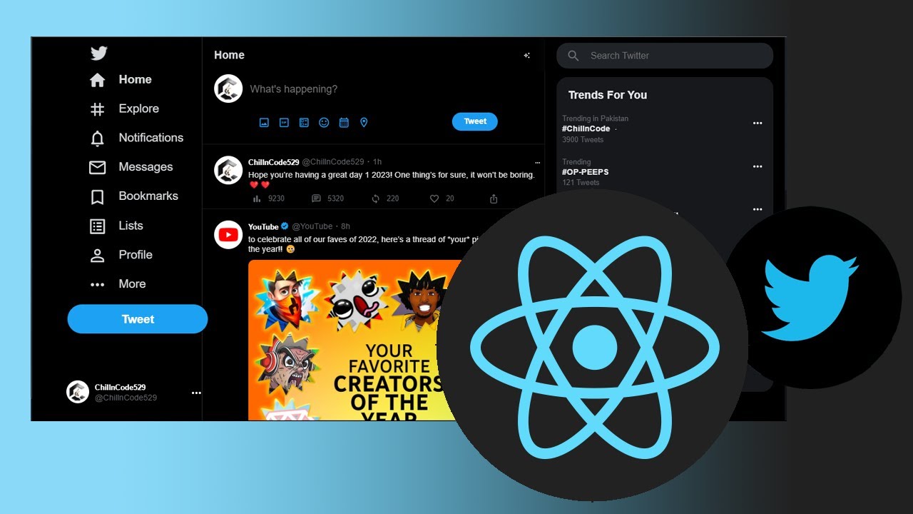 Twitter UI Clone created with ReactJS and Material Design