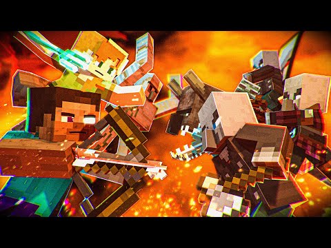"Epic Battle PILLAGER" Alex and Steve Life (Minecraft Animation) (Villager vs Pillager Life)