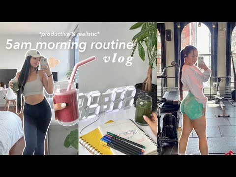 my 5am morning routine 🌱: *productive* & realistic, healthy habits, journaling, working out, & more!