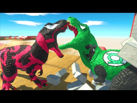 GREEN LANTERN T-REX DEATH RUN TRACK WITH HP BAR-Animal Revolt Battle Simulator