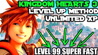 Kingdom hearts 3: Unlimited Xp exploit! Level up method! level up fast on Kingdom hearts 3 exploit!