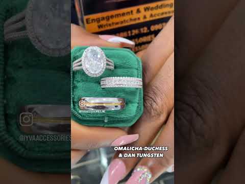 PLATINUM STERLING SILVER & ANTI SCRATCH TUNGSTEN CARBIDE WEDDING RING SET