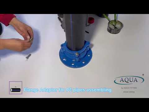 PE-pipe flange-adaptor assembly demonstration · official AQUA FITTING video cover