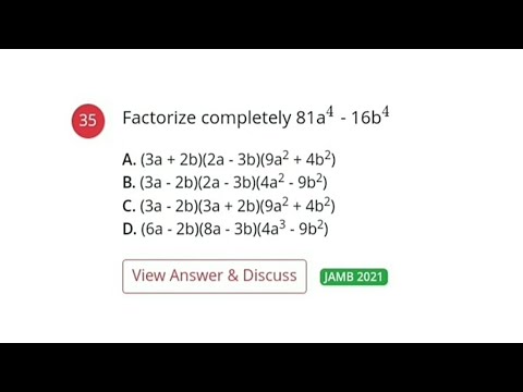 2021 JAMB Question 35 | Factorization