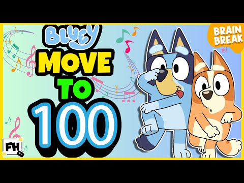 Bluey Count to 100 by 1's Song | Kids Brain Break | Counting to 100