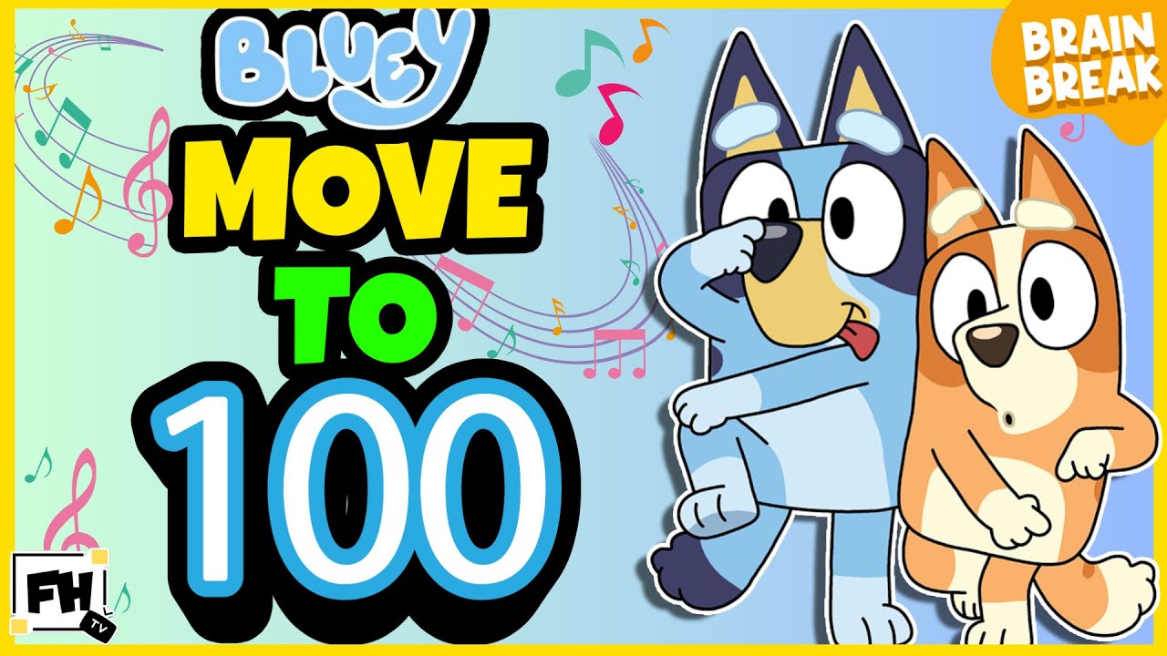 Bluey Count to 100 by 1's Song | Kids Brain Break | Counting to 100