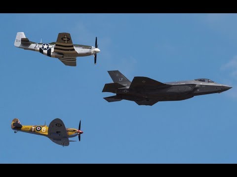 U.S. Air Force F-35 Heritage Flight Team demonstration at Air Tattoo 2018