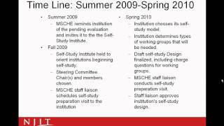 NJIT-MSCHE Self Study - 06- Timeline for the NJIT MSCHE Self Study: Setting the Pace