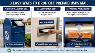 USPS How Drop off Prepaid Mail Packages or Letters in Outdoor Blue Collection BOX Inside Bin NO LINE