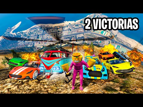 THE LAST ONE EXPLODES WITH RANDOM CARS ON THE MOUNTAIN!! MEGA EPIC DOUBLE WIN!! - GTA 5 ONLINE