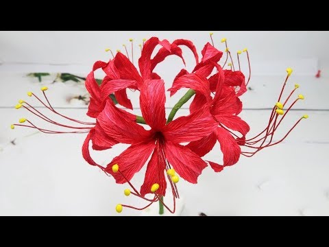 How To Make Red Spider Lily Paper Flowers From Crepe Paper Beautiful | Creative DIY