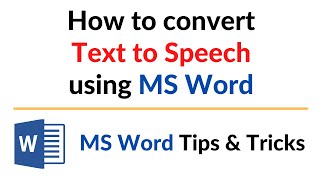 How to Convert Text to Speech using MS Word