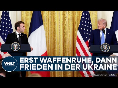 WASHINGTON: Zuerst Waffenruhe in der Ukraine – dann Frieden! Trump und Macron halten Pressekonferenz
