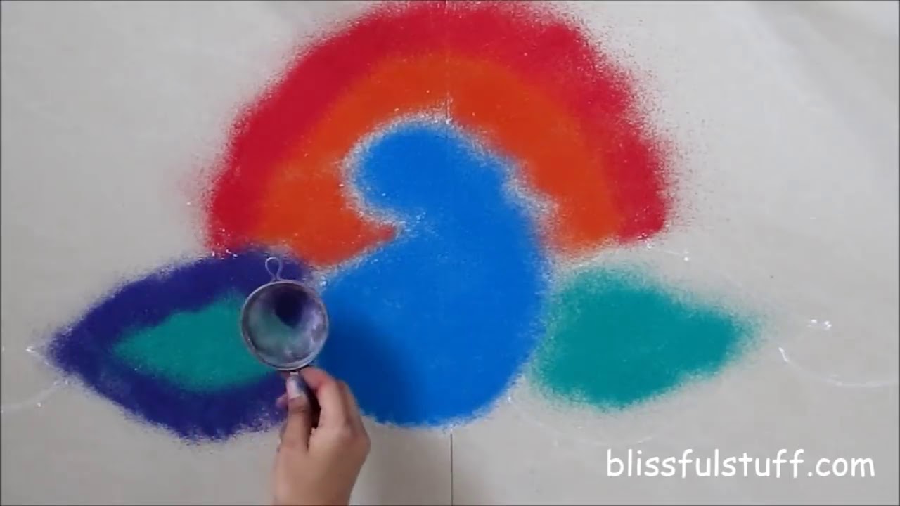 beautiful sanskar bharati peacock rangoli design by poonam borkar