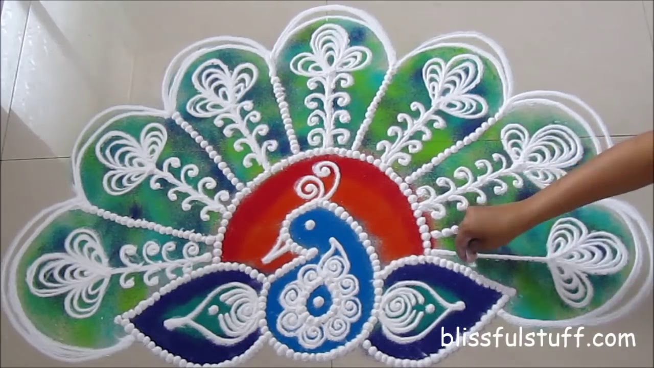 how to draw sanskar bharati peacock rangoli design poonam borkar