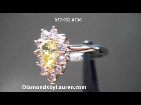 .46ct Pear Shape Fancy Intense Yellow VVS2 PInk Diamond Halo GIA Vibrant Color R4281
