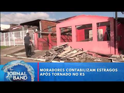 Moradores contabilizam estragos após tornado no RS | Jornal da Band