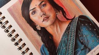 drawing//mrunal thakur using pencil colours #sitaramam