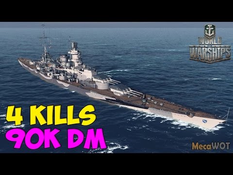 World of WarShips | Scharnhorst | 4 KILLS | 90K Damage - Replay Gameplay 1080p 60 fps