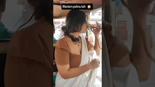 Download lagu Western Beauty Turns Desi Diva in Sexy Saree Look 💃✨#Saree #shorts mp3