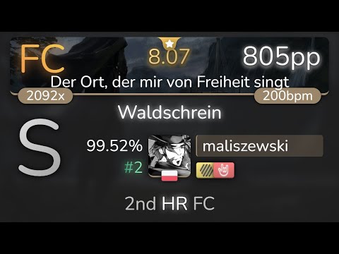 [8.07⭐] maliszewski | Equilibrium - Waldschrein [Der Ort] +HDHR 99.52% {#2 805pp FC} - osu!