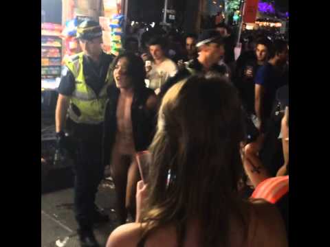 White Night Melbourne ... Naked asian dude in the street