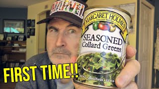 Trying Seasoned Collared Greens From A Can For The First Time | Eating The Dollar Stores