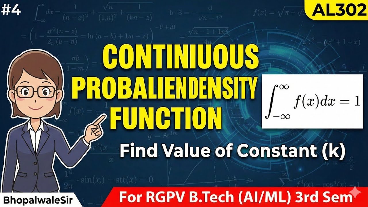 Lec-4: Continuous Probability Function (PDF) Explained through Example | Find Constant k #IPS4