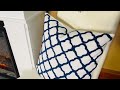 Blue and White Embroidered Pillow