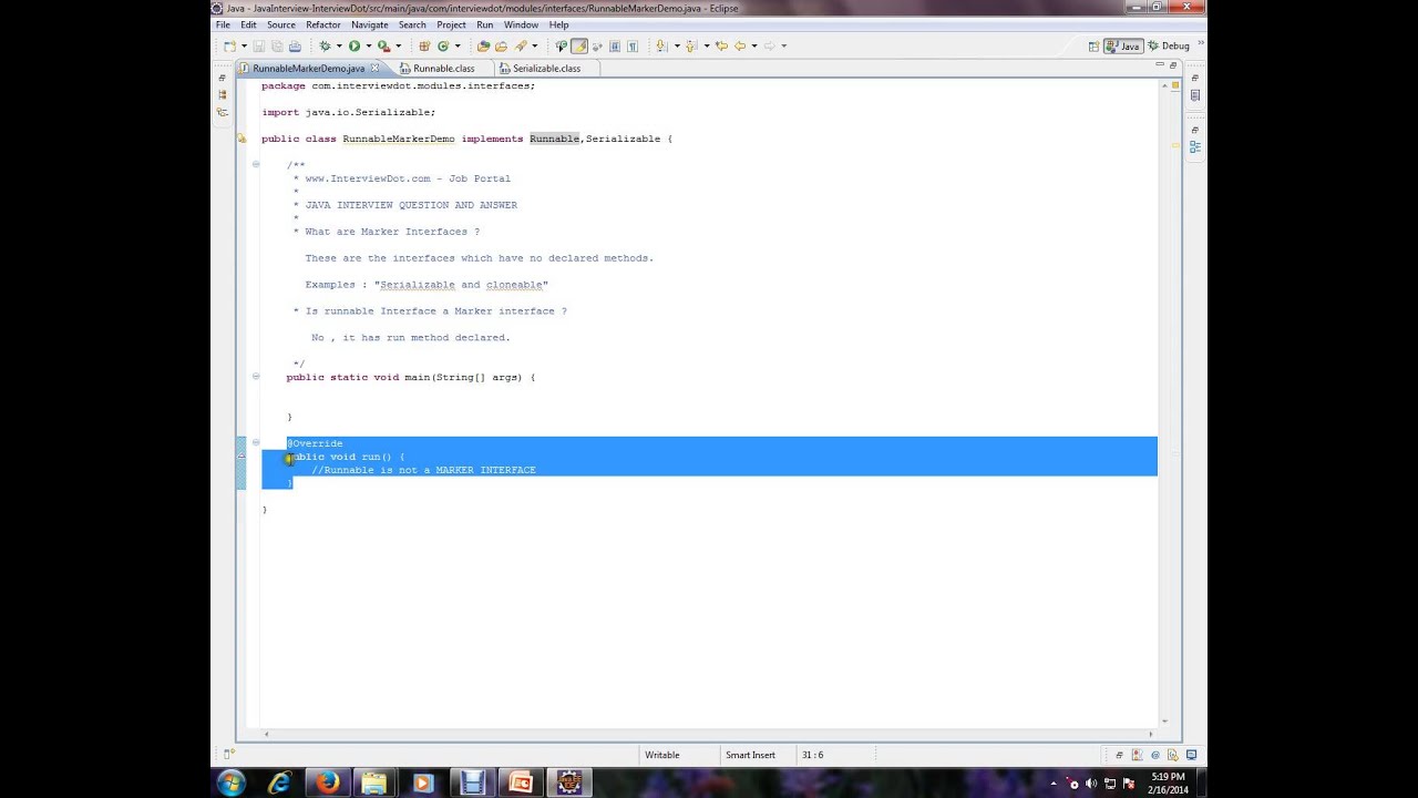 Java Marker Interface Runnable Interface