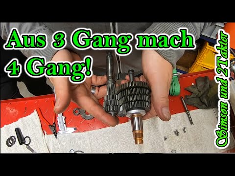 Simson S51 gearbox mess. Gearbox scrap, converting from 3-speed to 4-speed.