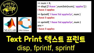 매트랩 (MATLAB) 3-8 텍스트 프린트 disp, fprintf, sprintf