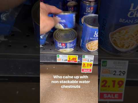 Who thought this was a good idea non stackable water chestnuts #idea #groceries #fall