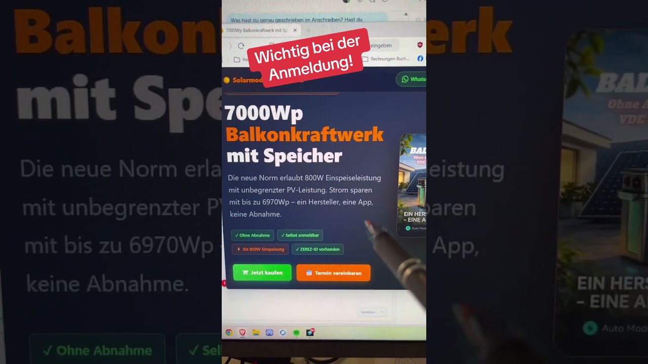 7000 Watt Balkonkraftwerk - Wichtig bei der Anmeldung!