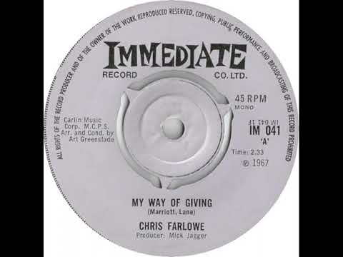 UK New Entry 1967 (55) Chris Farlowe - My Way Of Giving