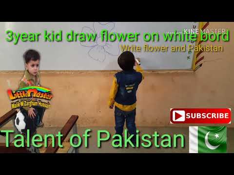 Little professor youtube | 3 year boy draw flower and write pakistan | little master zargham malik