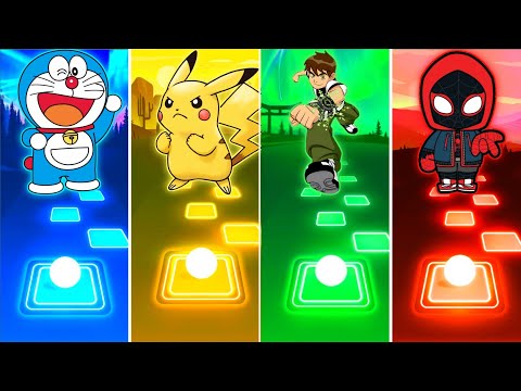 Doraemon VS Pikachu VS Ben 10 VS Spiderman - Tiles Hop EDM Rush