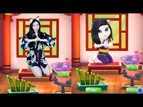 Imitating Angela Practice Martial Arts Kick Broken Vase | My Talking Angela 2 In The Real Life