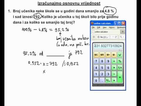 Kako izračunati osnovnu vrijednost - 4. dio - zadan postotak povećanja ili postotak smanjenja