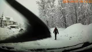 Mucha nieve morning commute after snowing in Tromsø, Norway