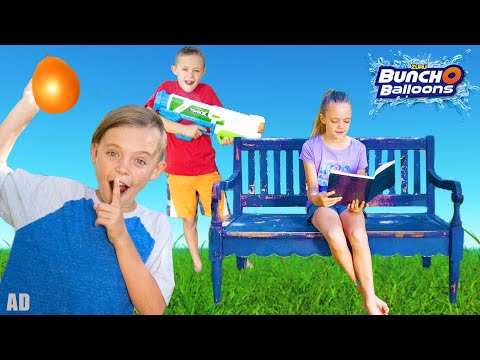 Sneaky Jokes Water Battle with The Fun Squad and Bunch O Balloons! Video