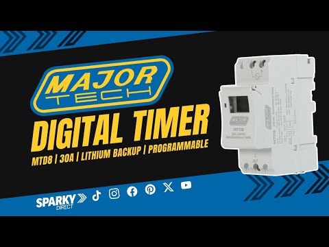 Major Tech MTD8 | 30A Digital Programmable Timer | Lithium Backup