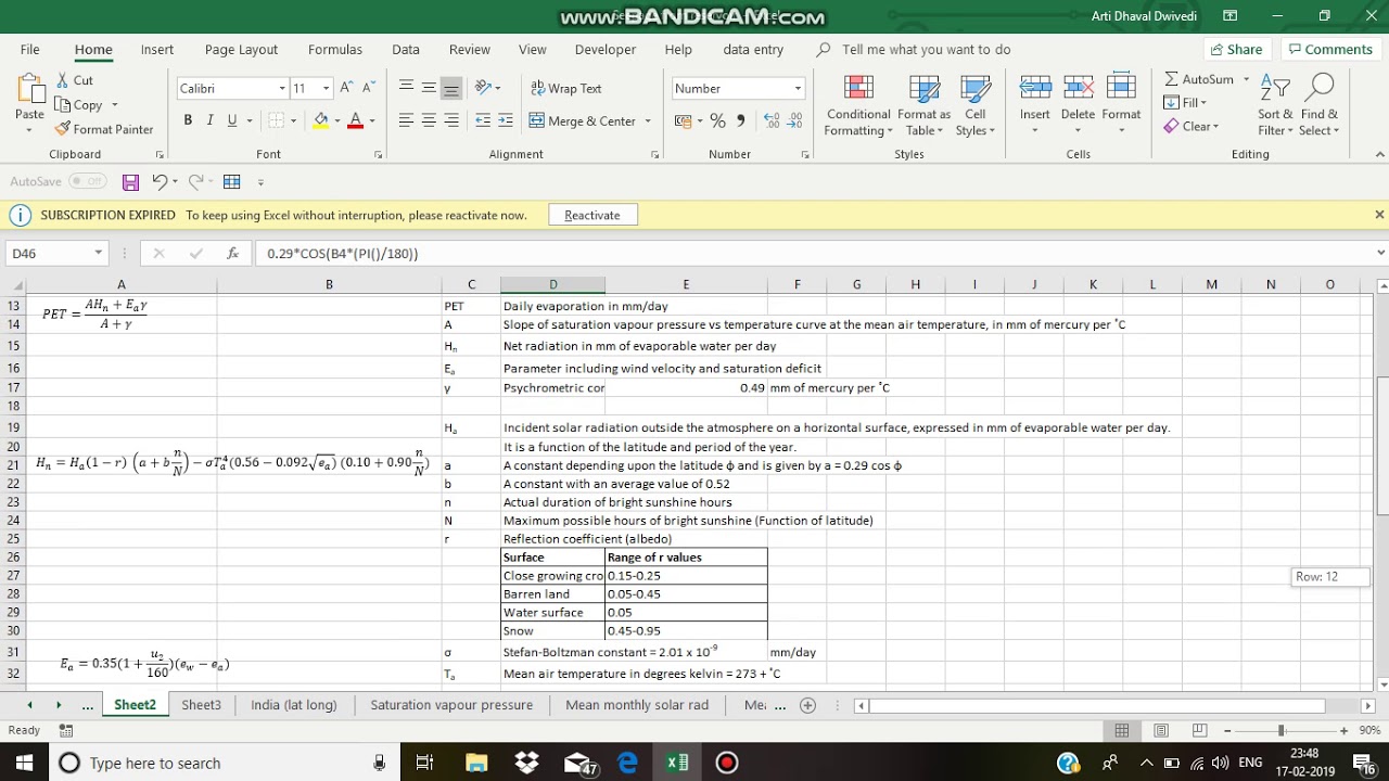 Potential evapotranspiration using Penman's equation | Hydrology