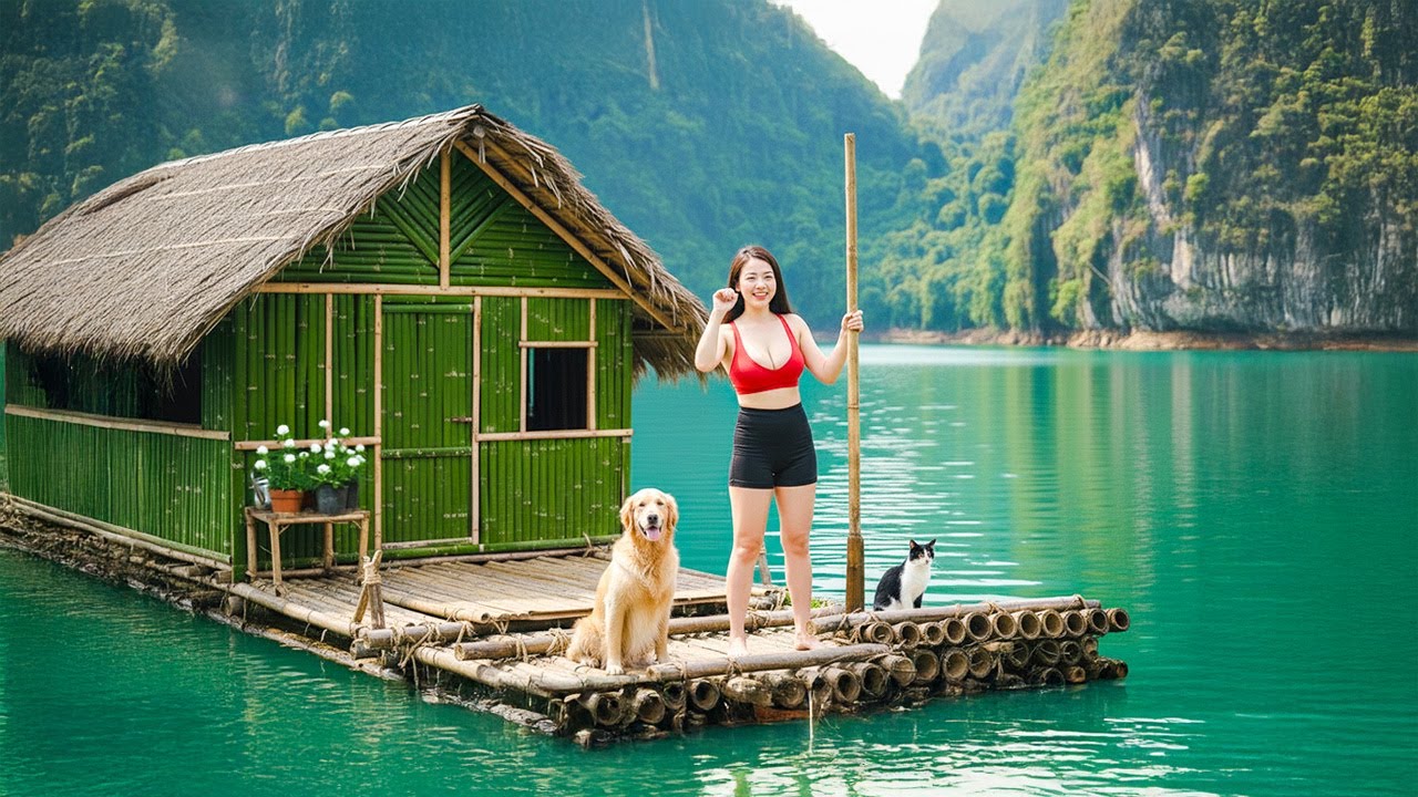 TIMELAPSE - Building a Bamboo Raft House in 30 Days | from Start to Finish