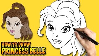 How to draw Princess Belle - Disney Beauty and the Beast - Easy step-by-step drawing lessons